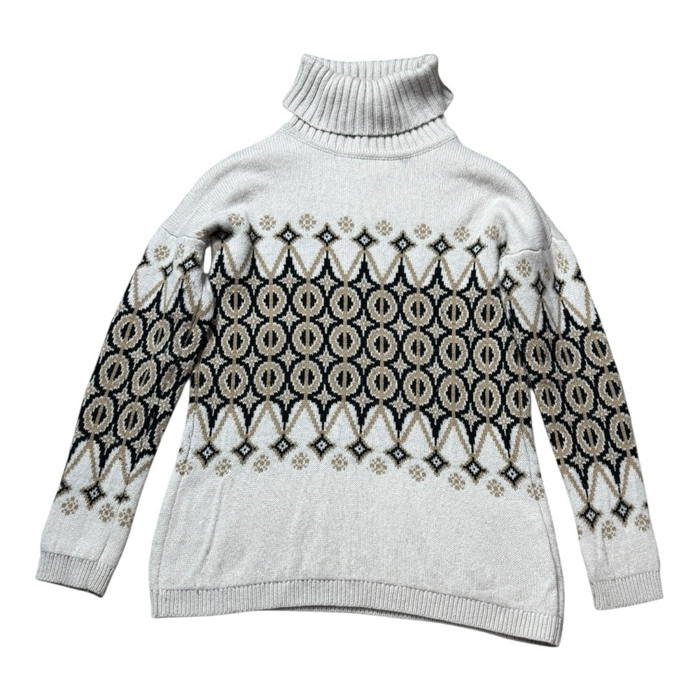 Boden Cream and Black Turtleneck Sweater